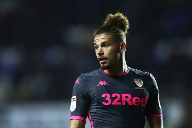 Kalvin Phillips of Leeds United looks on  during the Sky Bet Championship match between Reading and Leeds United at Madejski Stadium on November 26, 2019 in Reading, England. (Photo by Jordan Mansfield/Getty Images)