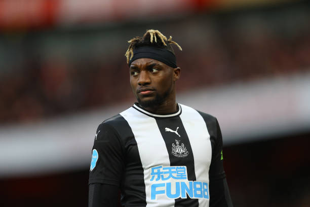 Allan Saint-Maximin of Newcastle in action during the Premier League match between Arsenal FC and Newcastle United at Emirates Stadium on February 16, 2020 in London, United Kingdom. (Photo by Richard Heathcote/Getty Images)