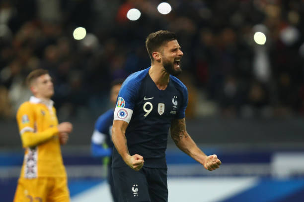Olivier Giroud, who is in action for France in the photo, is on Tottenham Hotspur's radar this summer