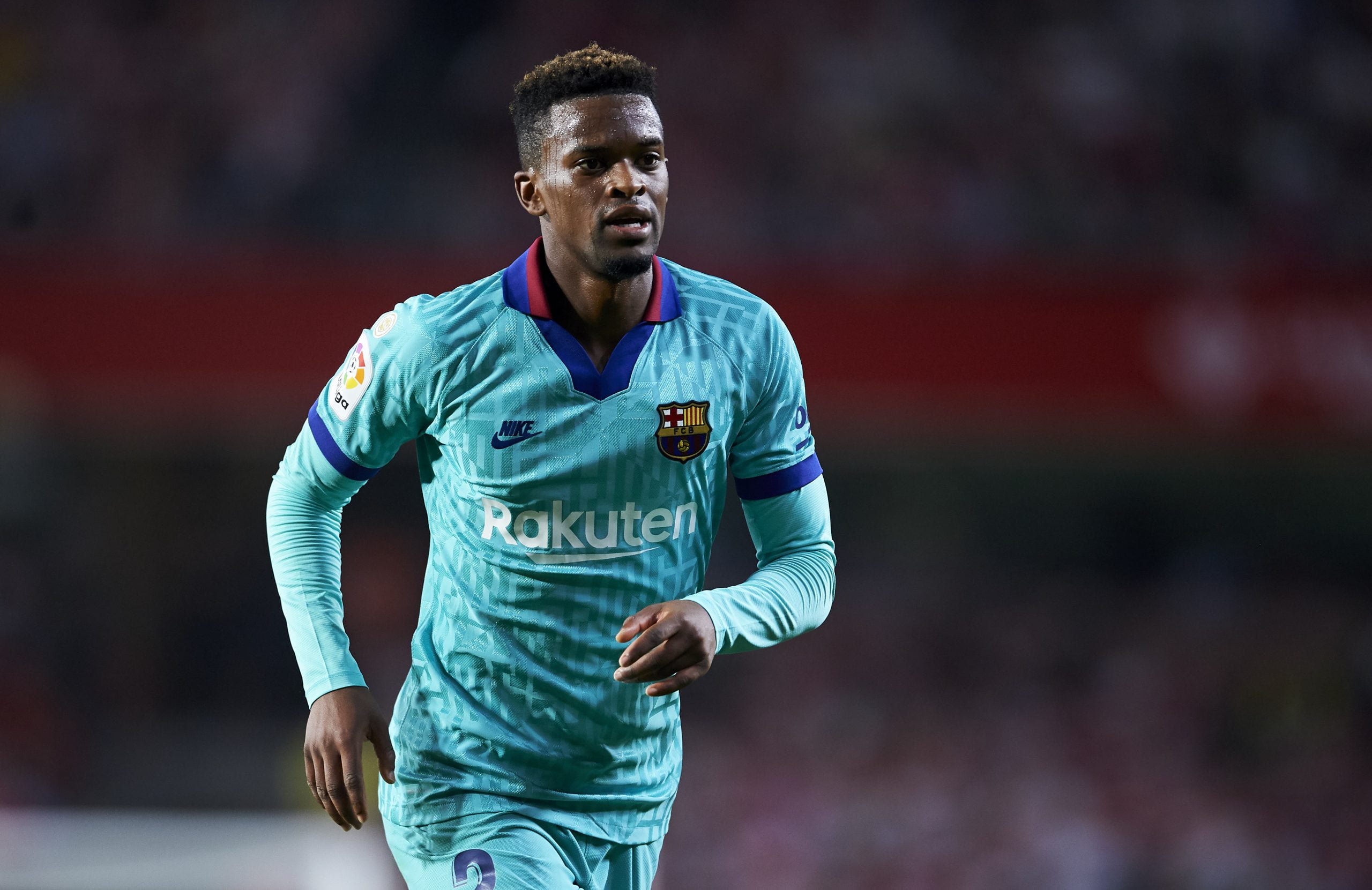Nelson Semedo of FC Barcelona reacts during the Liga match between Granada CF and FC Barcelona at Estadio Nuevo Los Carmenes on September 21, 2019 in Granada, Spain. (Photo by Aitor Alcalde/Getty Images)