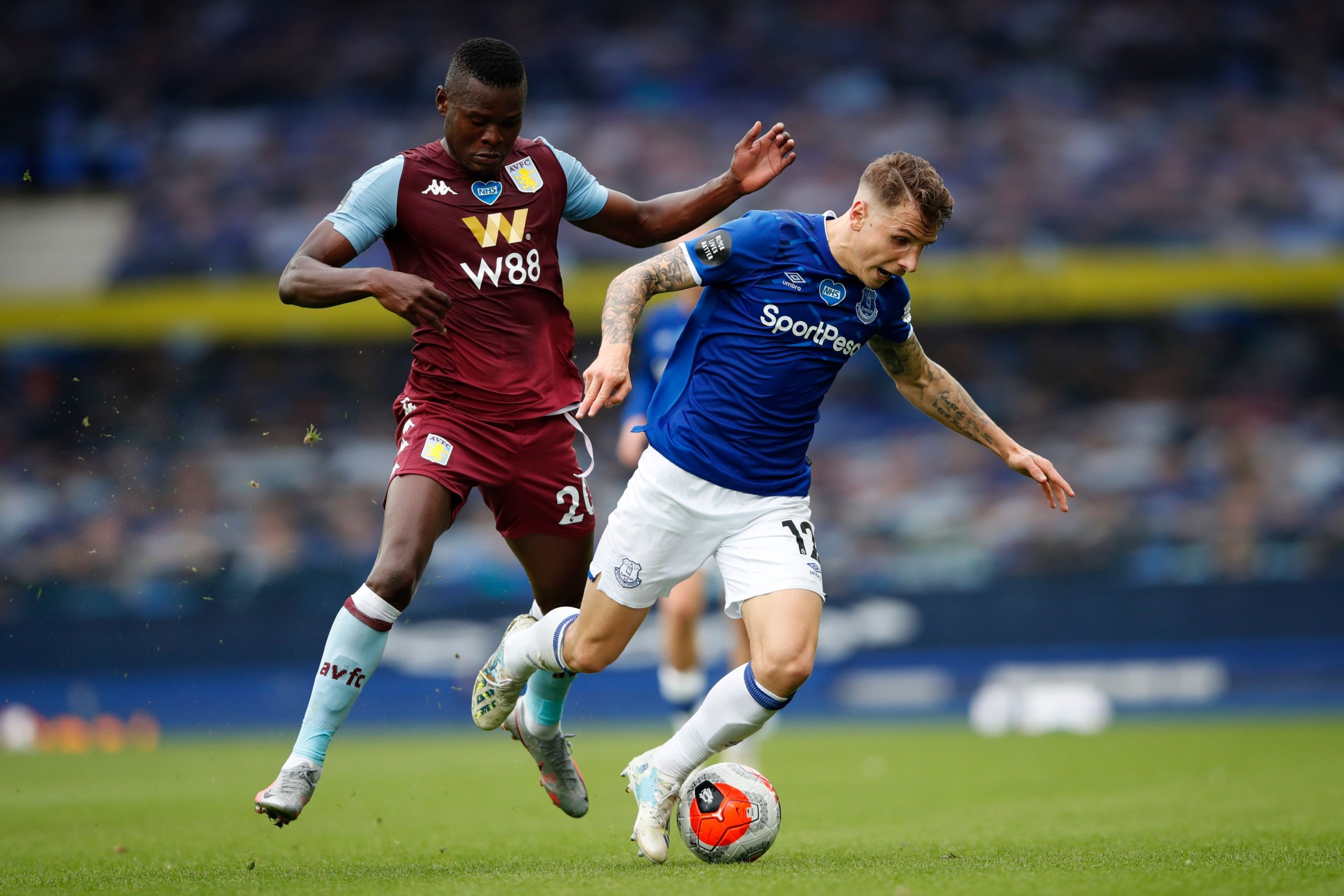 Everton full-back Lucas Digne is on Manchester City's radar (Everton's Digne is seen in the photo)