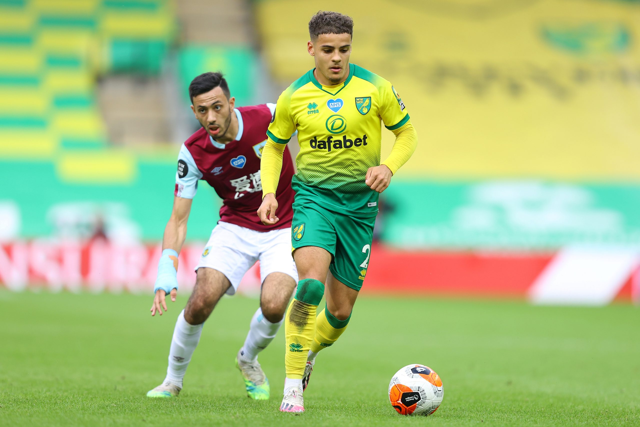 Everton locked in a three-way battle for Max Aarons who is in action in the picture