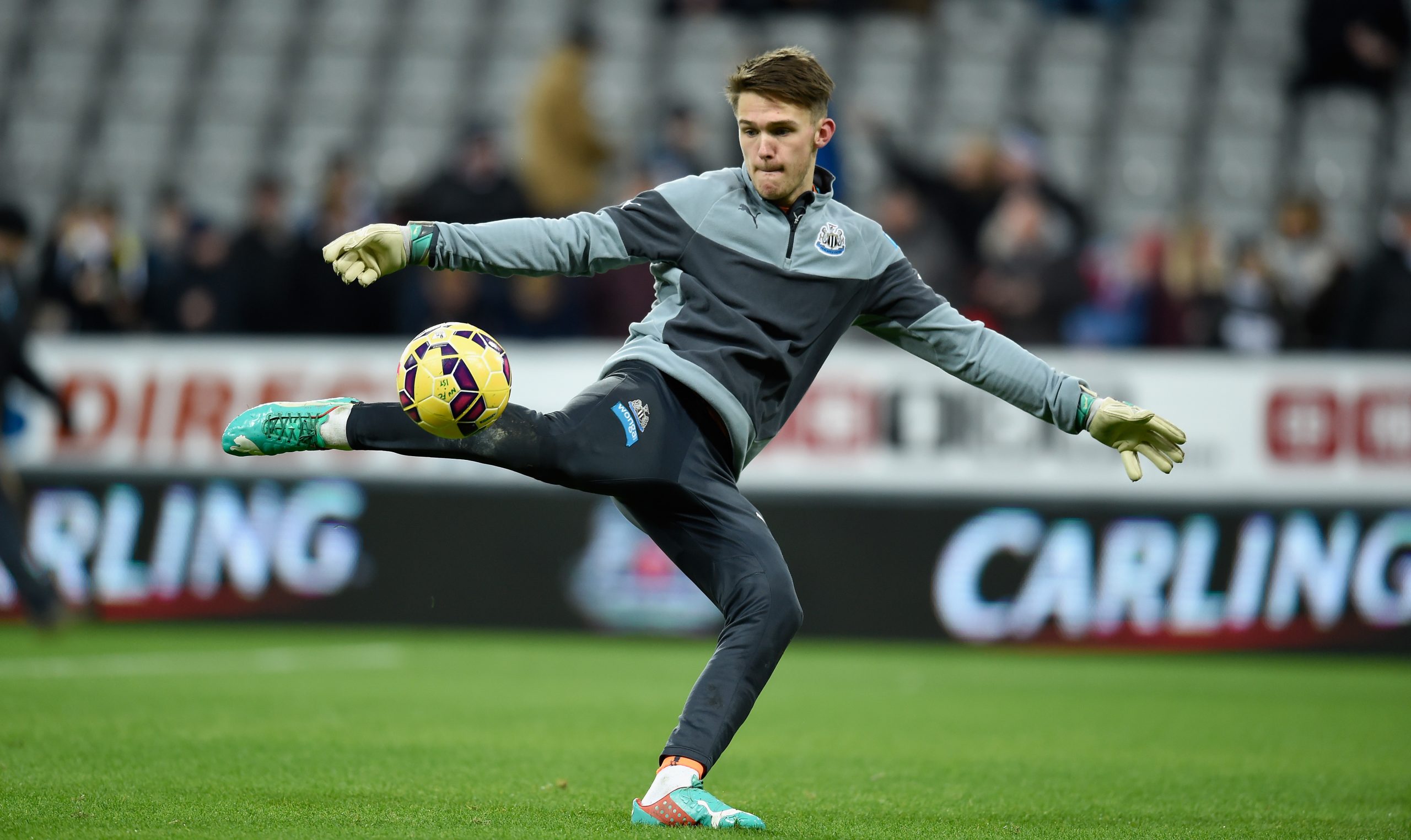 Arsenal eyeing a move for Newcastle United's Freddie Woodman who is in action in the picture