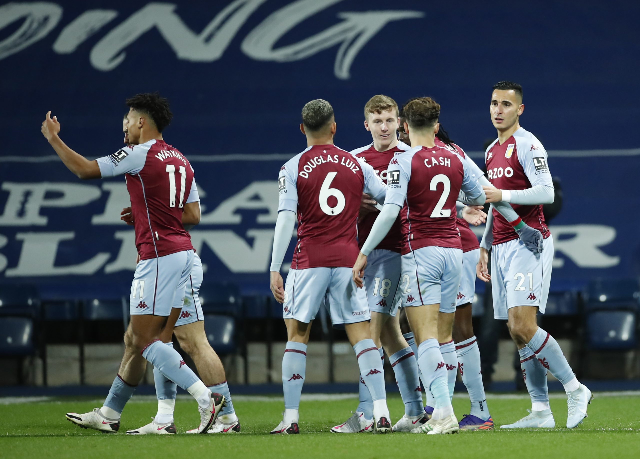 4-3-3 Aston Villa Predicted Lineup Vs Wolves (Aston Villa players are celebrating in the photo)