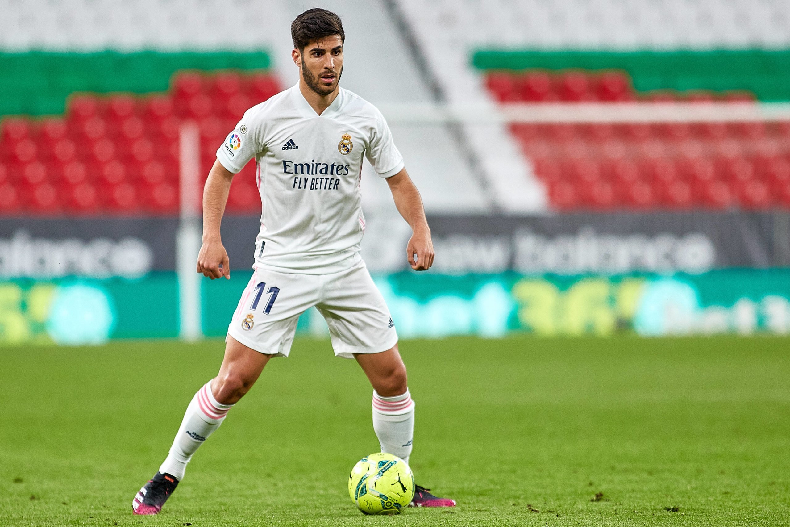 Everton locked in a three-way battle for Asensio who is seen in the picture