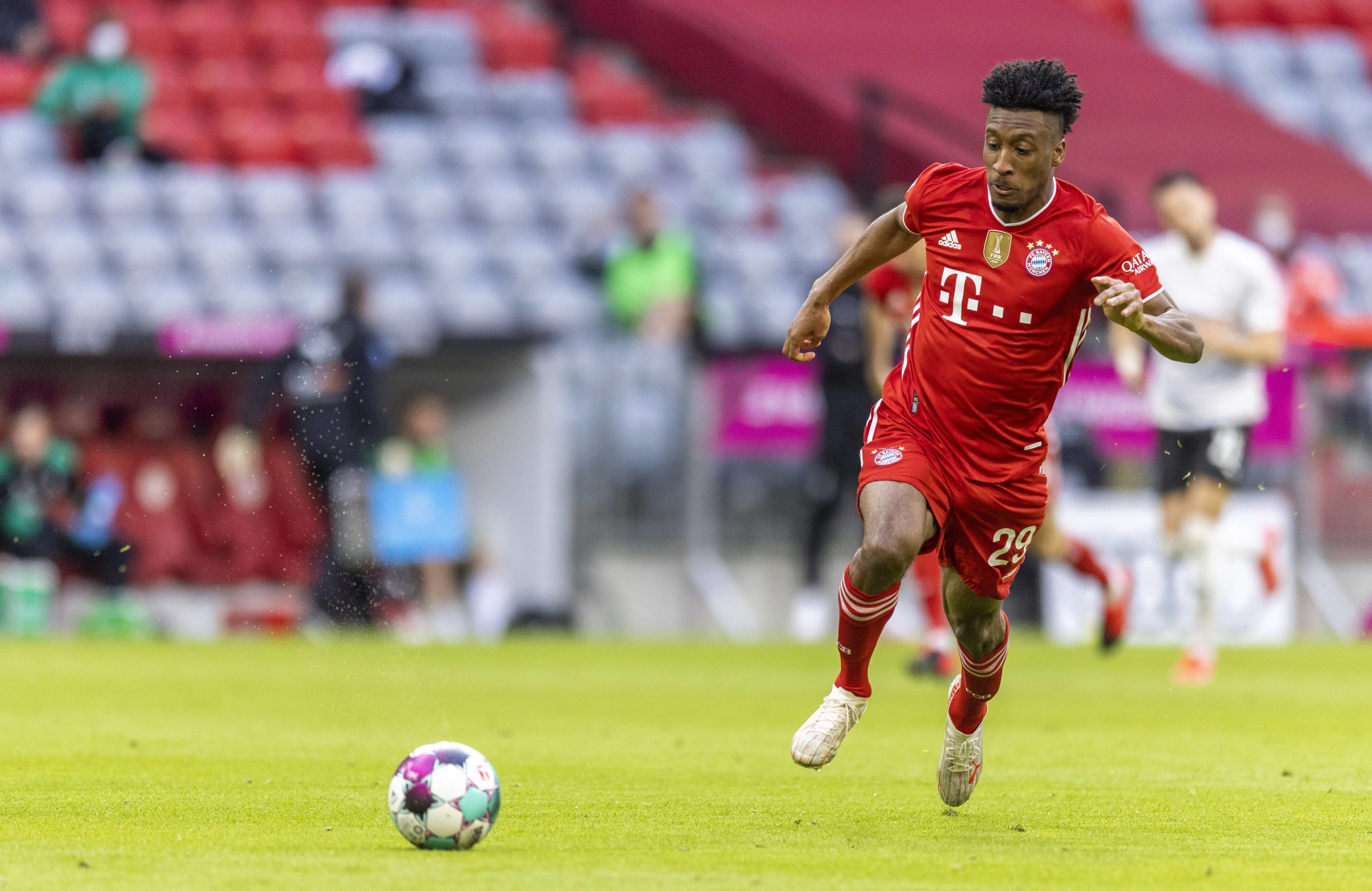 Liverpool locked in a three-way battle for Coman who is seen in the picture