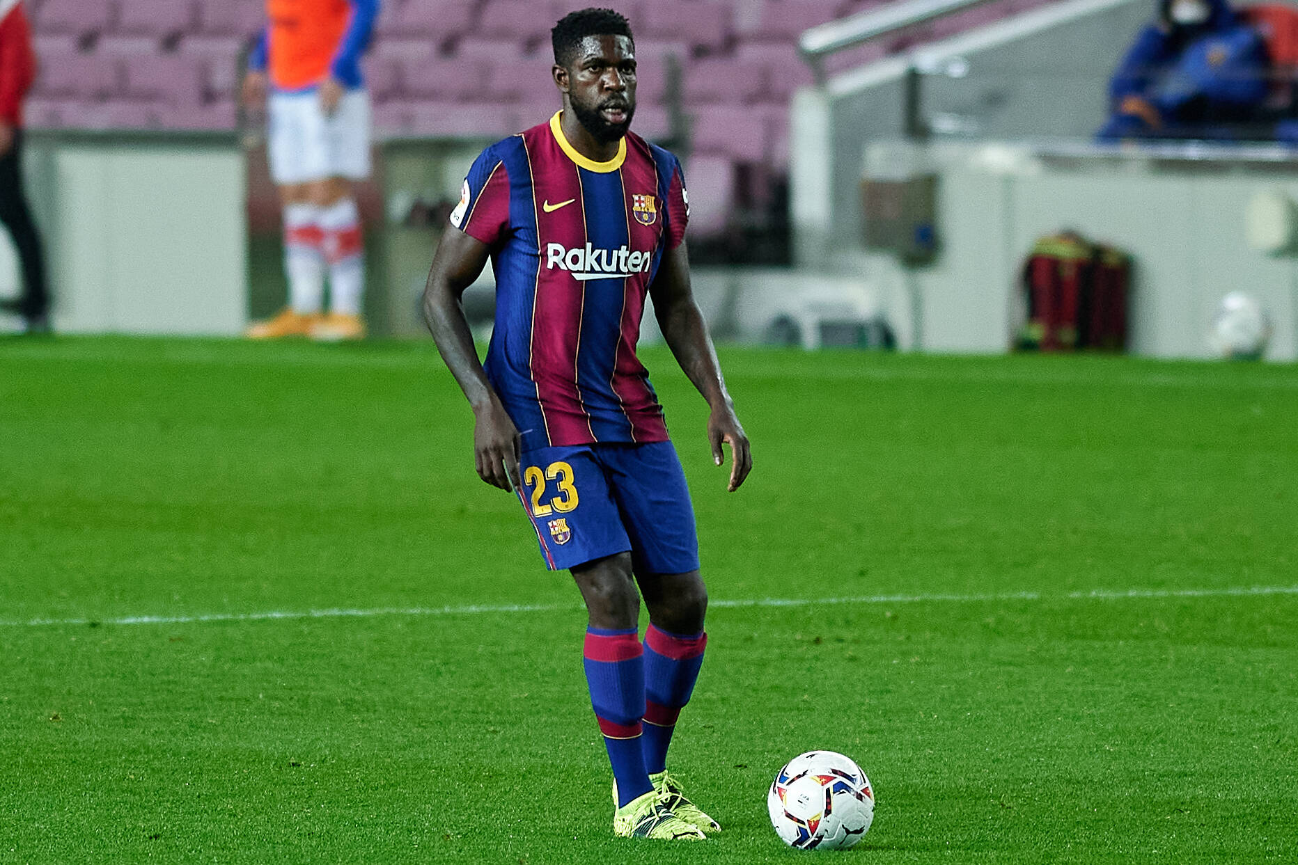 Barcelona willing to sanction Umtiti's exit on a free transfer (Umtiti is seen in the picture)