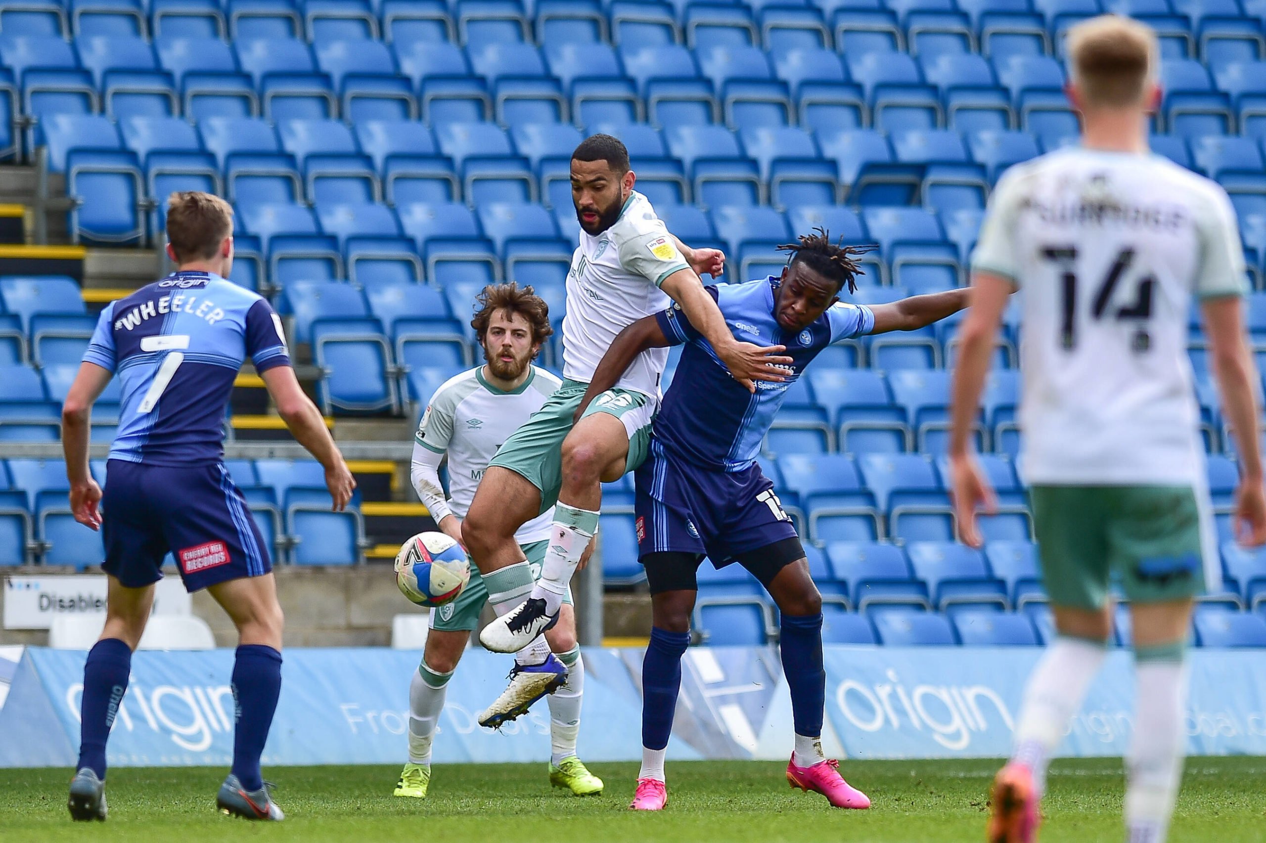 Celtic target Cameron Carter-Vickers in action against Wycombe