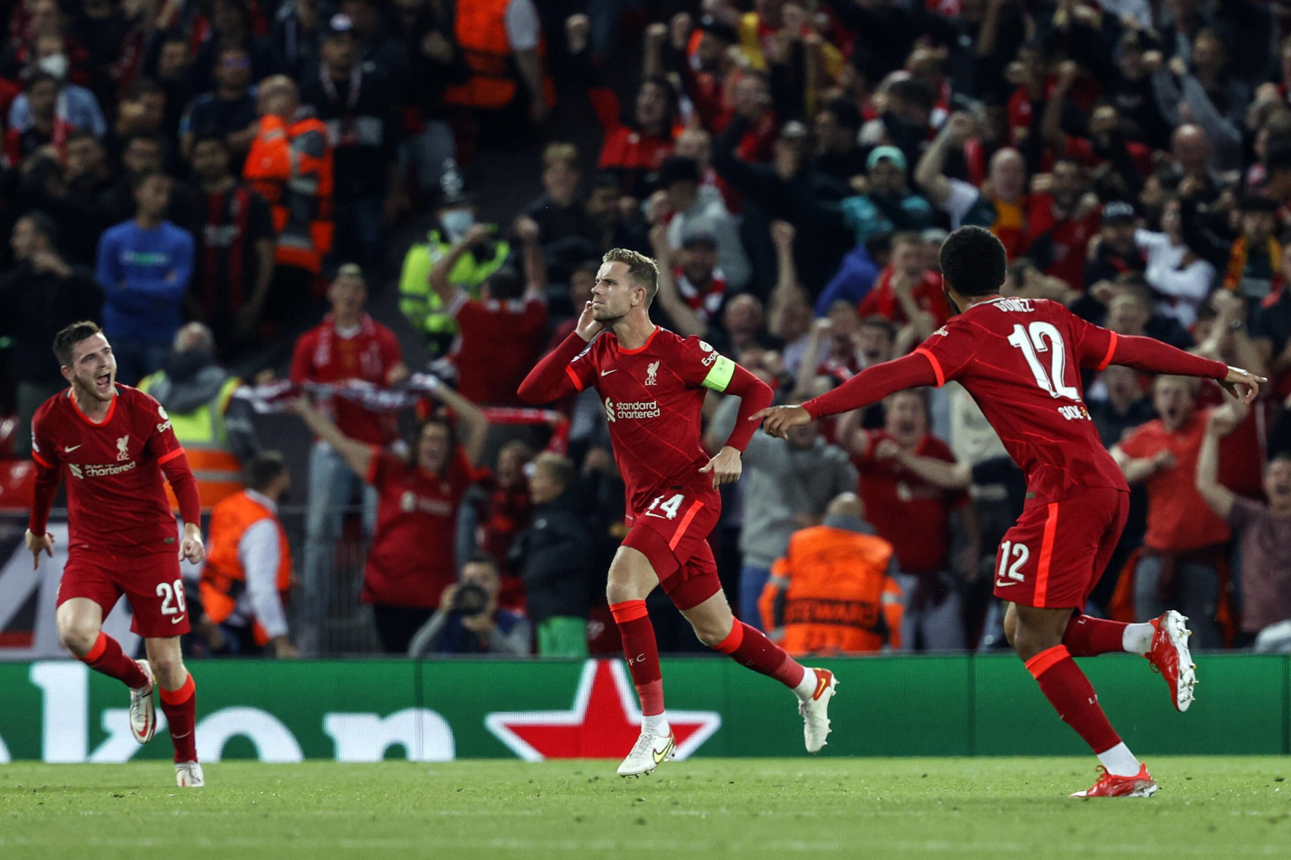 Liverpool player ratings vs AC Milan (Liverpool players are celebrating in the photo)