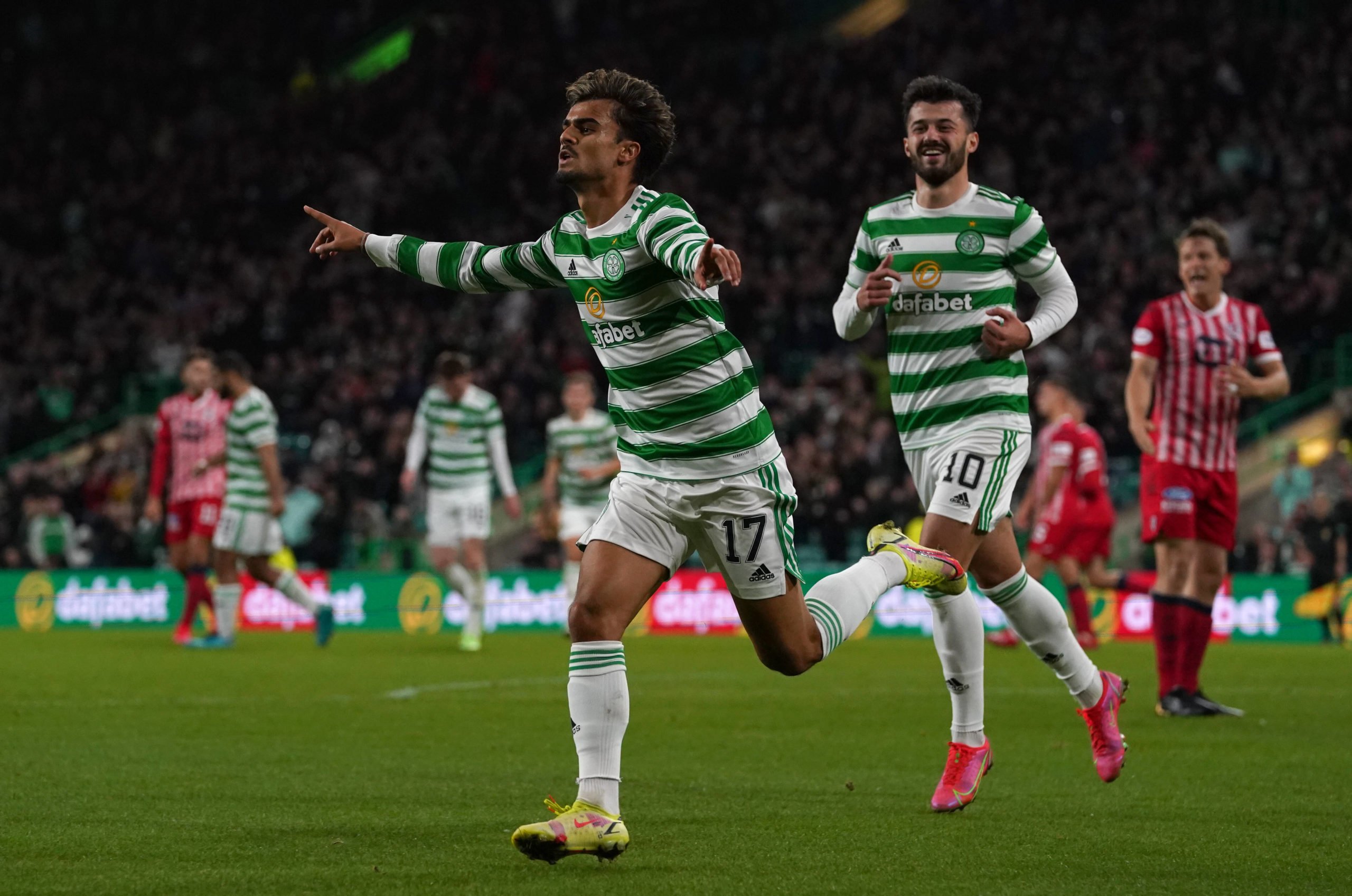 Celtic youngster Filipe Jota celebrates his goal