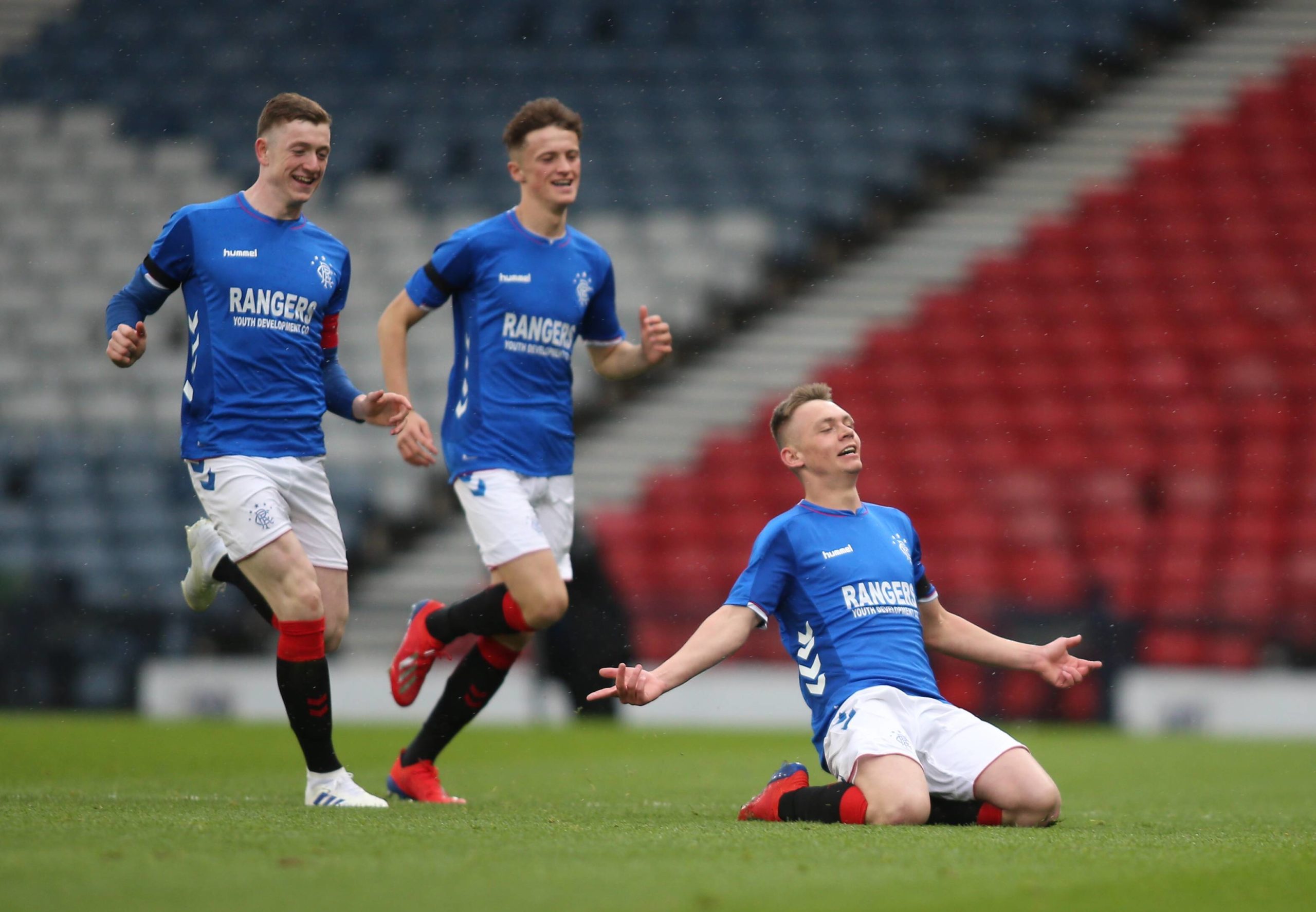 Celtic youngster Ciaran Dickson celebrating a goal from his Rangers days