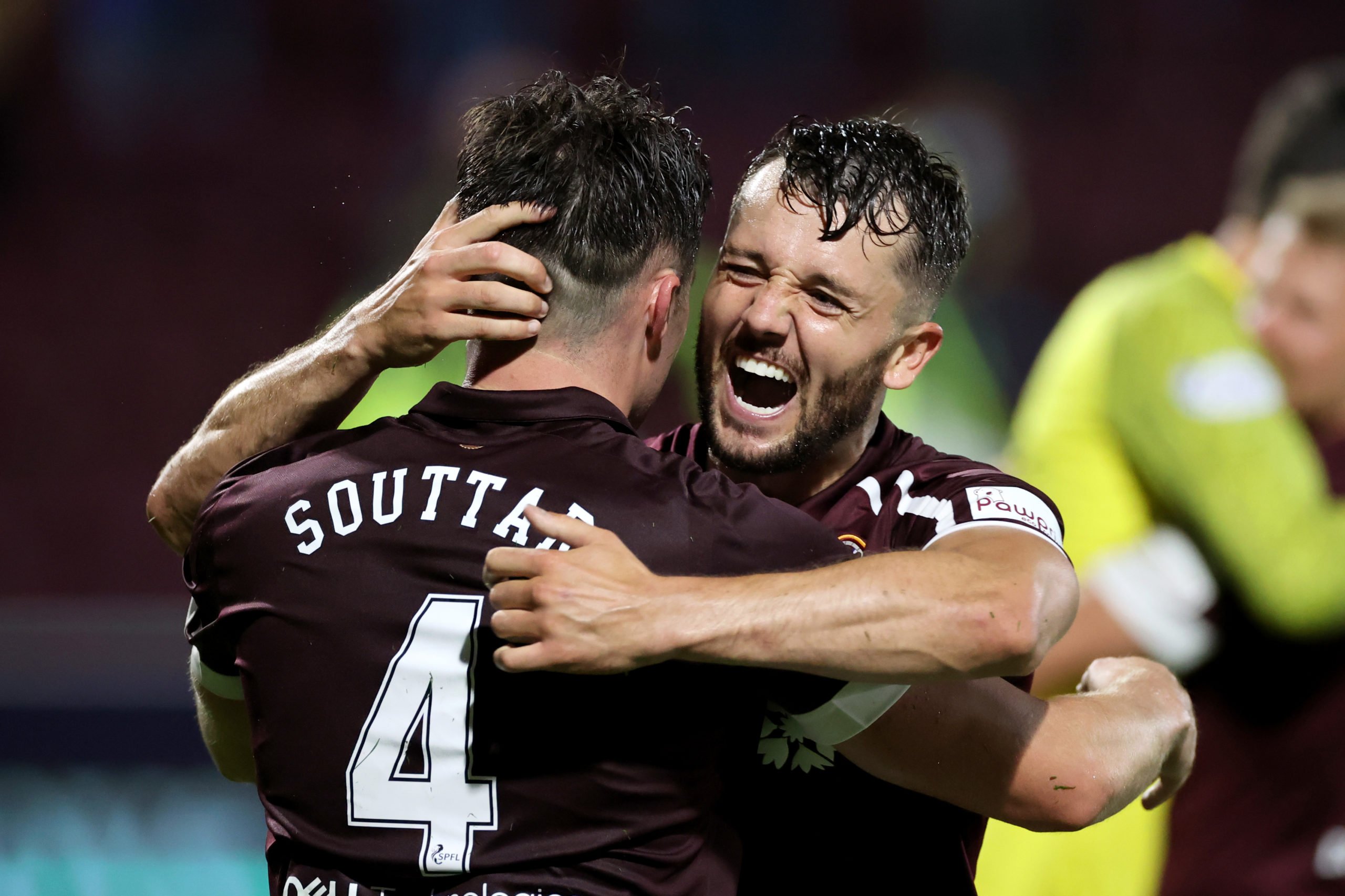 Rangers target John Souttar celebrates a Hearts goal