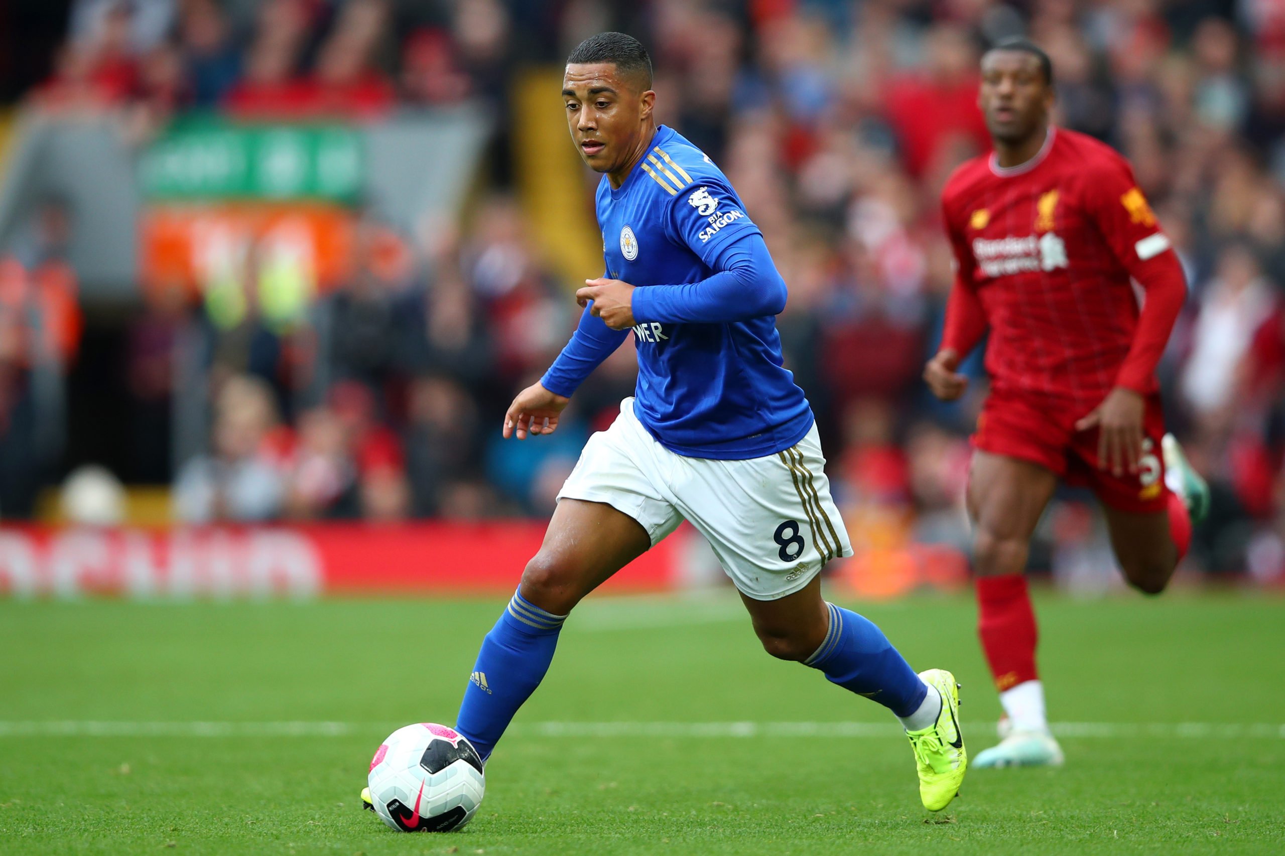 Youri Tielemans in action against Liverpool