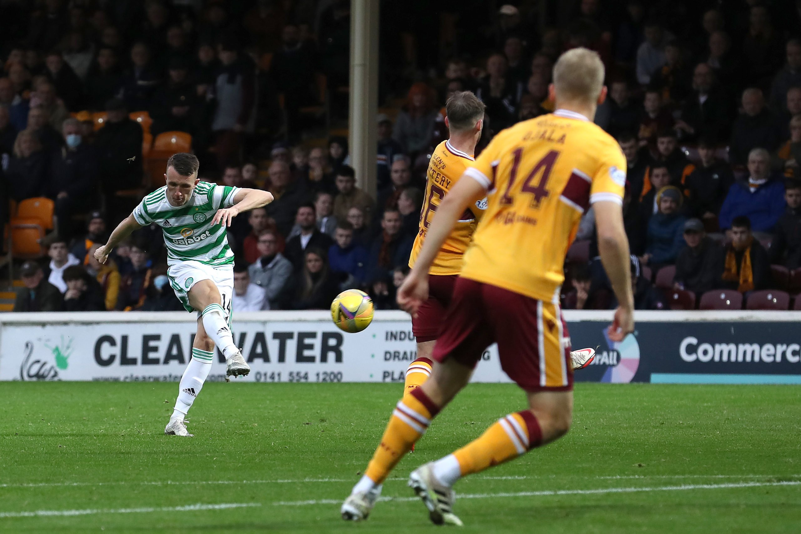 Celtic midfielder David Turnbull in action against Motherwell