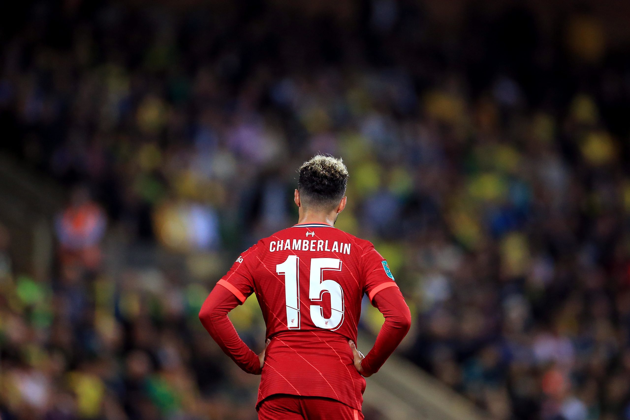 NORWICH, ENGLAND - SEPTEMBER 21: Alex Oxlade-Chamberlain of Liverpool during the Carabao Cup Third Round match between Norwich City and Liverpool at Carrow Road on September 21, 2021 in Norwich, England. (Photo by Stephen Pond/Getty Images)
