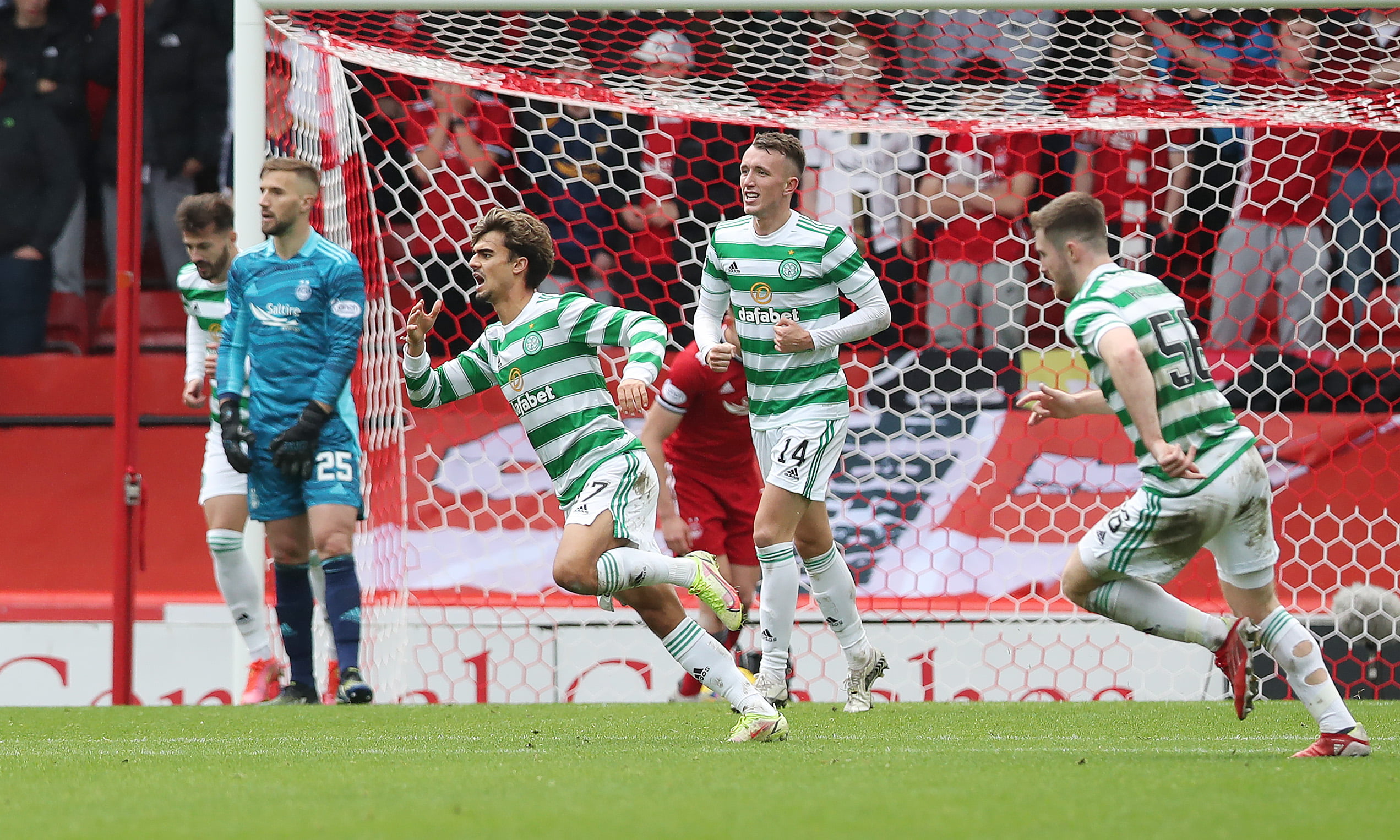 Celtic winger Jota celebrates his goal against Aberdeen