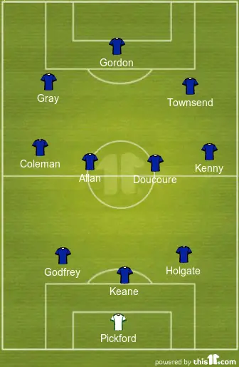 3-4-3 Everton Predicted Lineup Vs Leicester City