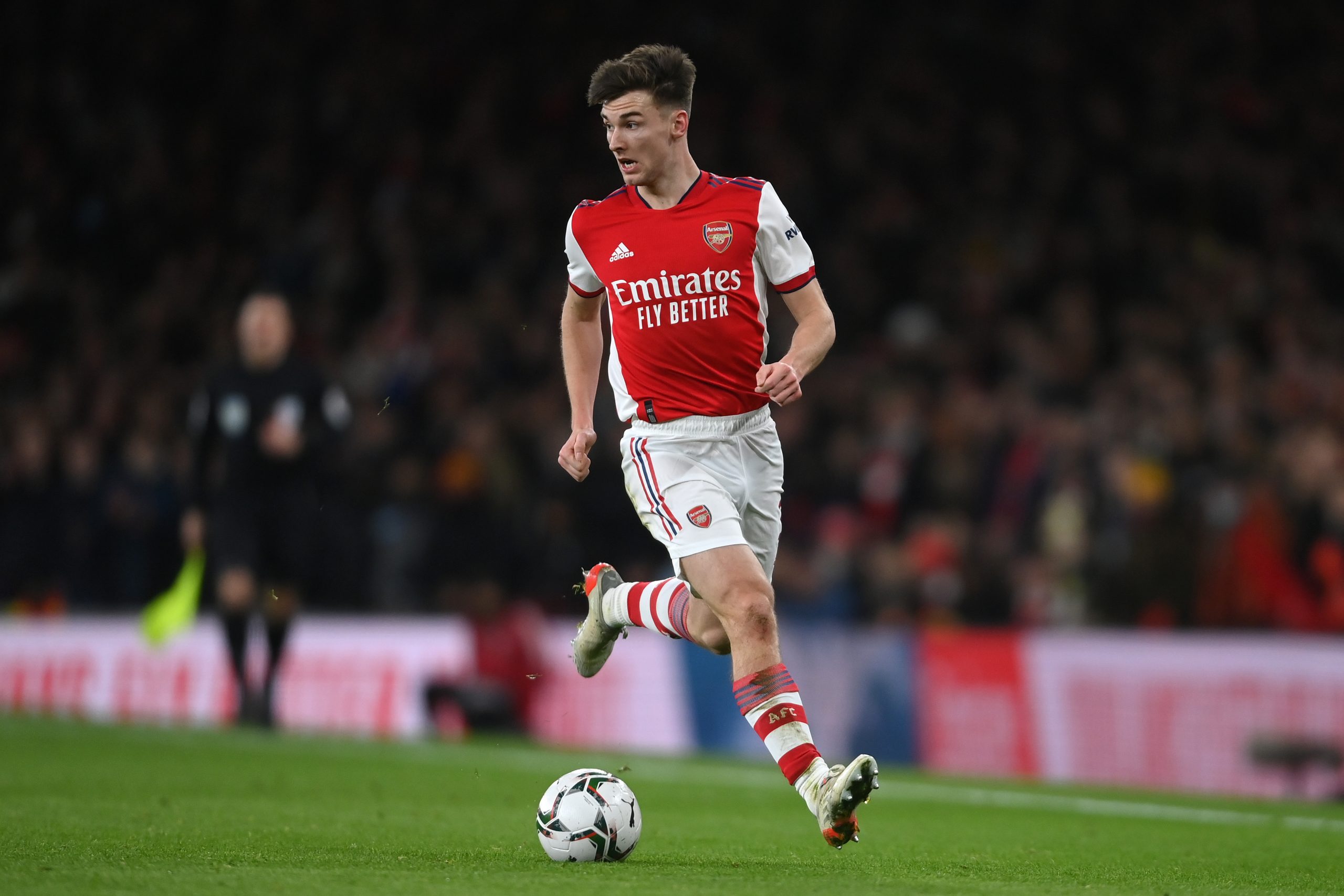LONDON, ENGLAND - JANUARY 20: Kieran Tierney of Arsenal in ac tion during the Carabao Cup Semi Final Second Leg match between Arsenal and Liverpool at Emirates Stadium on January 20, 2022 in London, England. (Photo by Mike Hewitt/Getty Images)
The 4th Official uses images provided by the following image agency: Getty Images (https://www.gettyimages.de/) and Imago Images (https://www.imago-images.de/).