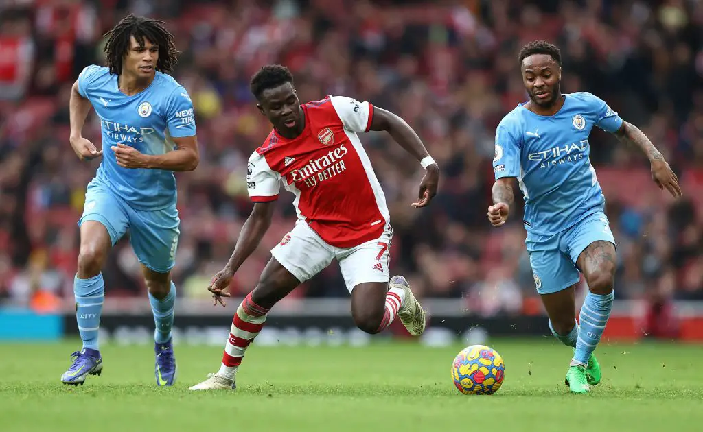 Arsenal youngster Bukayo Saka in action against Liverpool