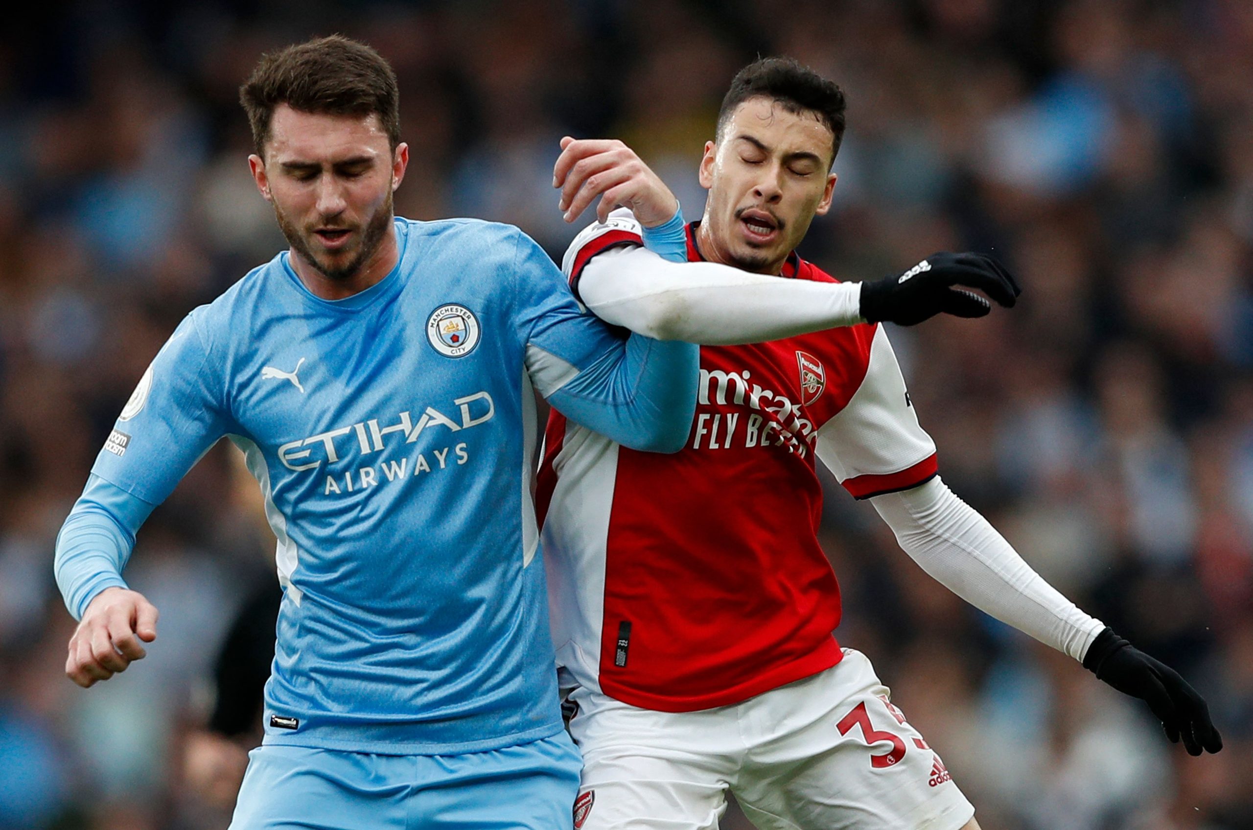 Manchester City defender Aymeric Laporte in action against Arsenal