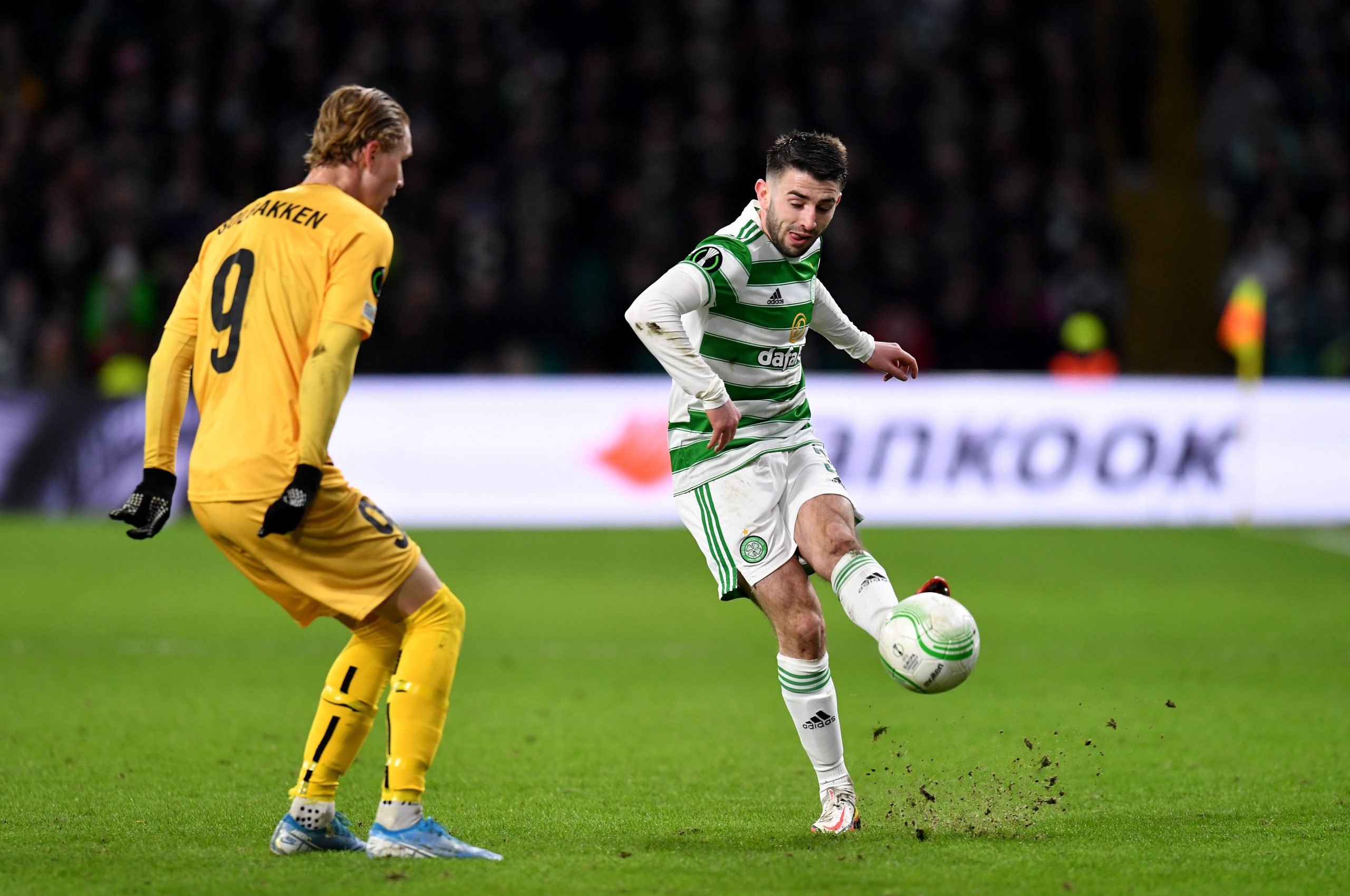 Celtic left-back Greg Taylor in action