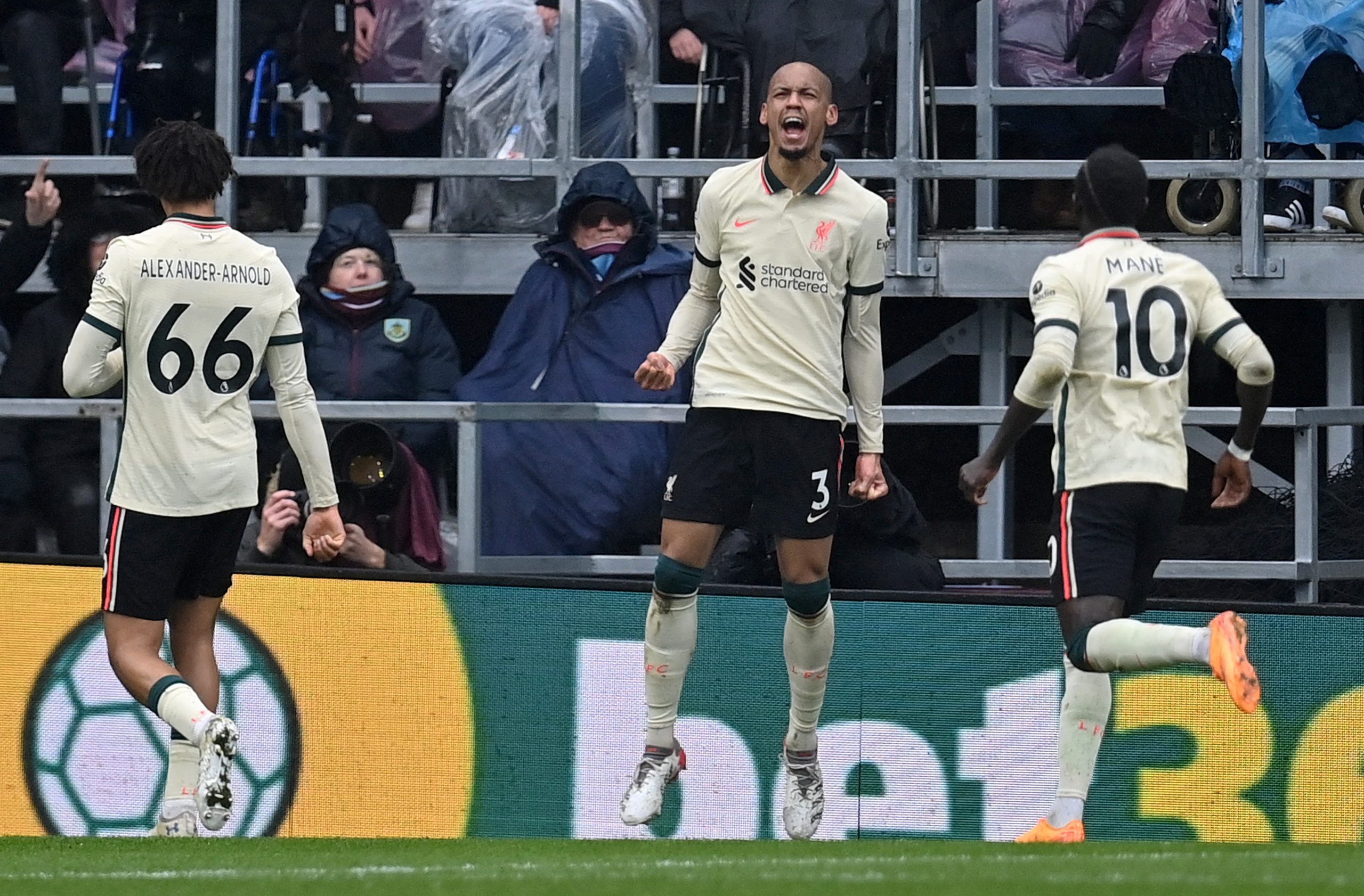 Liverpool midfielder Fabinho celebrates his goal