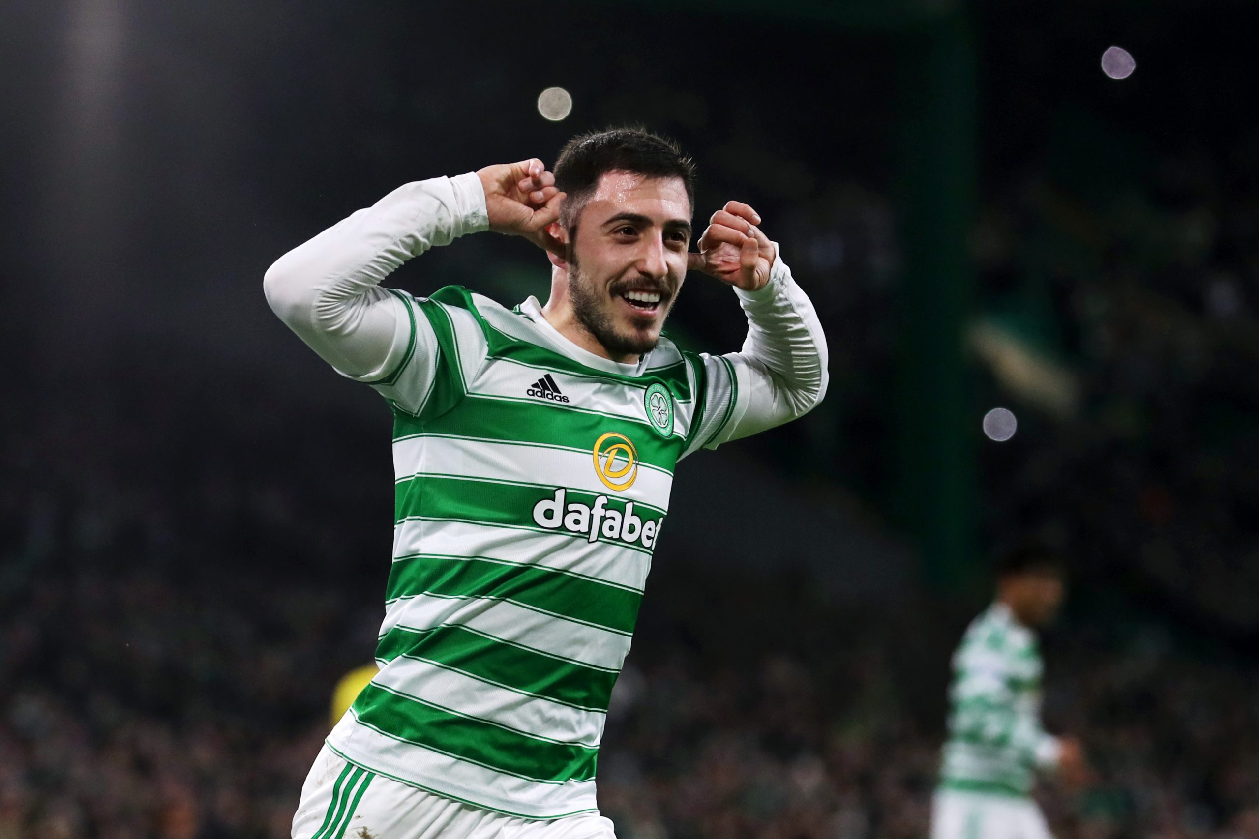 Celtic right-back Josip Juranovic celebrates a goal