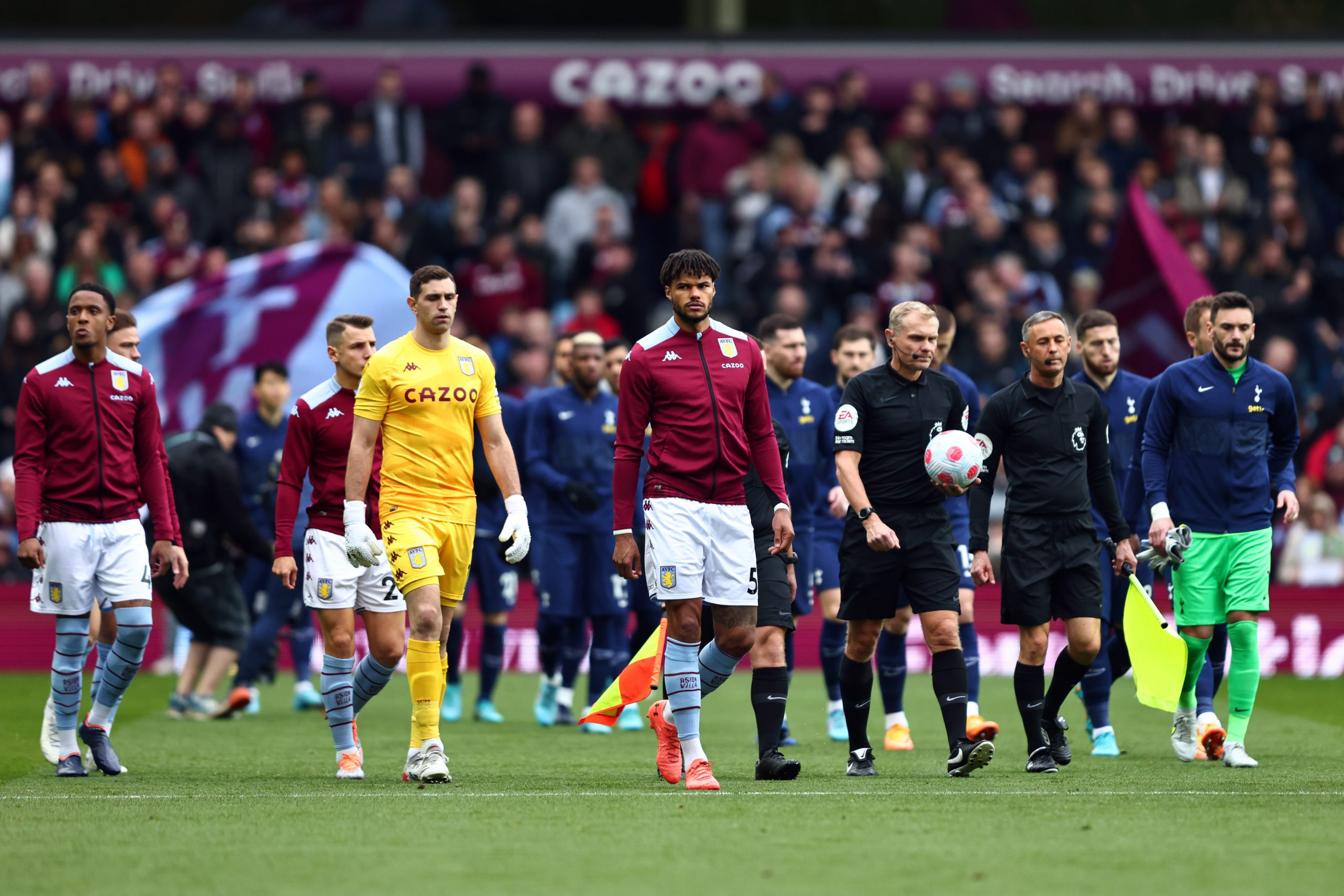 Aston Villa players after a disappointing loss to Spurs