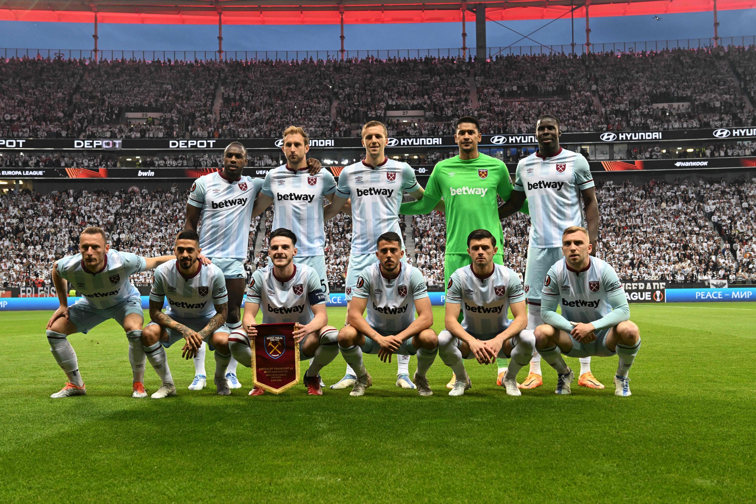 West Ham United lined up before the semifinal clash