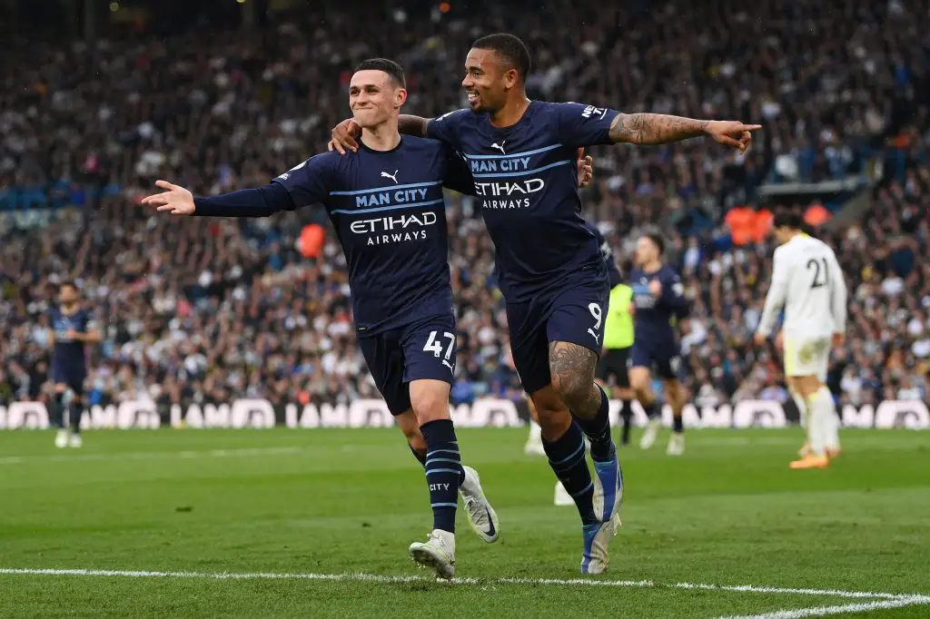 Gabriel Jesus and Phil Foden of Manchester City
