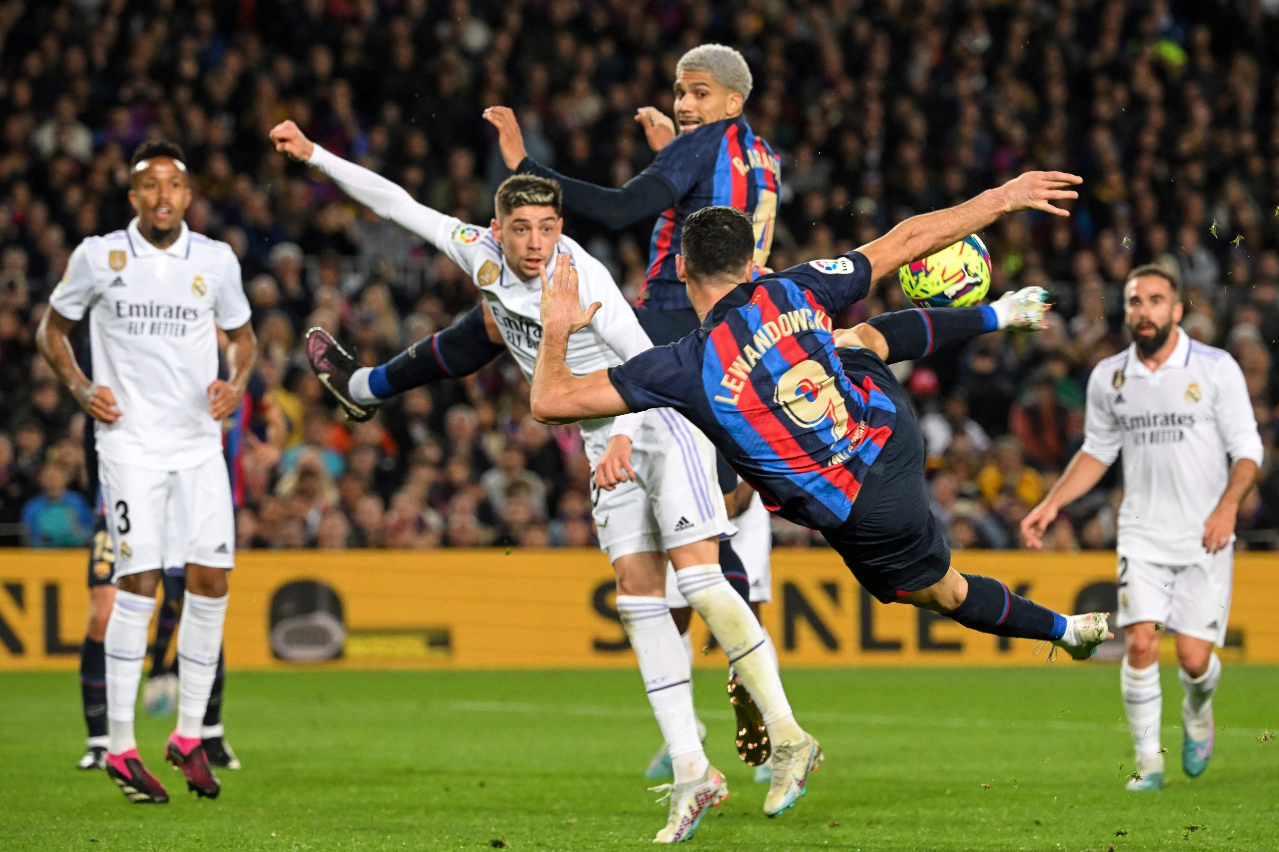 Barcelona hitman Robert Lewandowski in action against Real Madrid