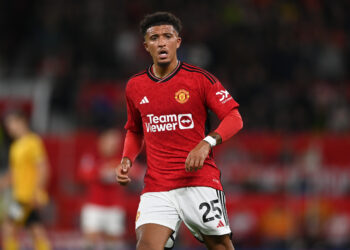 MANCHESTER, ENGLAND - AUGUST 14: Jadon Sancho of Manchester United during the Premier League match between Manchester United and Wolverhampton Wanderers at Old Trafford on August 14, 2023 in Manchester, England. (Photo by Gareth Copley/Getty Images)