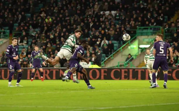 Celtic midfielder Matt O'Riley scores a goal