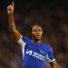LONDON, ENGLAND - NOVEMBER 01: Raheem Stirling of Chelsea gestures during the Carabao Cup Fourth Round match between Chelsea and Blackburn Rovers at Stamford Bridge on November 01, 2023 in London, England. (Photo by Clive Rose/Getty Images)