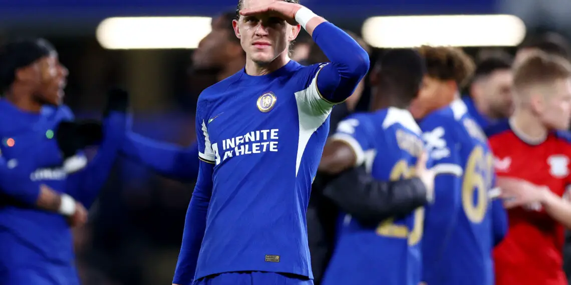 LONDON, ENGLAND - JANUARY 06: Conor Gallagher of Chelsea looks on after the Emirates FA Cup Third Round match between Chelsea and Preston North End at Stamford Bridge on January 06, 2024 in London, England. (Photo by Clive Rose/Getty Images)