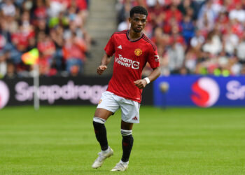 EDINBURGH, SCOTLAND - JULY 19: Amad Diallo of Manchester United in action during the pre-season friendly match between Manchester United and Olympique Lyonnais at BT Murrayfield Stadium on July 19, 2023 in Edinburgh, Scotland. (Photo by Mark Runnacles/Getty Images)