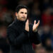 LONDON, ENGLAND - FEBRUARY 04: Mikel Arteta, Manager of Arsenal, applauds the fans after the team's victory in the Premier League match between Arsenal FC and Liverpool FC at Emirates Stadium on February 04, 2024 in London, England. (Photo by Justin Setterfield/Getty Images)