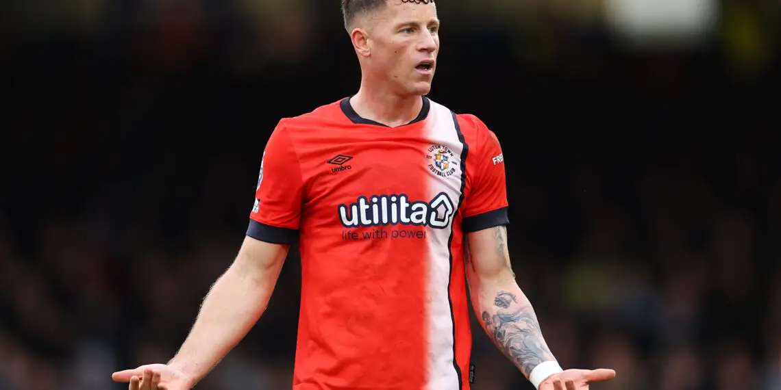 LUTON, ENGLAND - FEBRUARY 10: Ross Barkley of Luton Town gestures during the Premier League match between Luton Town and Sheffield United at Kenilworth Road on February 10, 2024 in Luton, England. (Photo by Marc Atkins/Getty Images)
