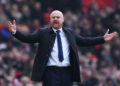 MANCHESTER, ENGLAND - MARCH 09: Sean Dyche, Manager of Everton, reacts during the Premier League match between Manchester United and Everton FC at Old Trafford on March 09, 2024 in Manchester, England. (Photo by Alex Livesey/Getty Images)
