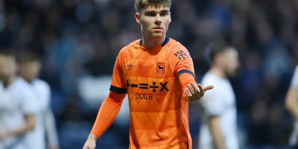 PRESTON, ENGLAND - FEBRUARY 03: Leif Davis of Ipswich Town during the Sky Bet Championship match between Preston North End and Ipswich Town at Deepdale on February 03, 2024 in Preston, England. (Photo by Ben Roberts Photo/Getty Images)