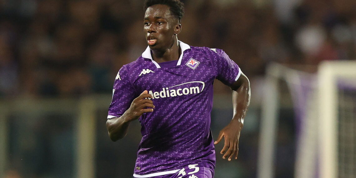 FLORENCE, ITALY - OCTOBER 02: Michael Kayode of ACF Fiorentina in action during the Serie A TIM match between ACF Fiorentina and Cagliari Calcio at Stadio Artemio Franchi on October 2, 2023 in Florence, Italy. (Photo by Gabriele Maltinti/Getty Images)