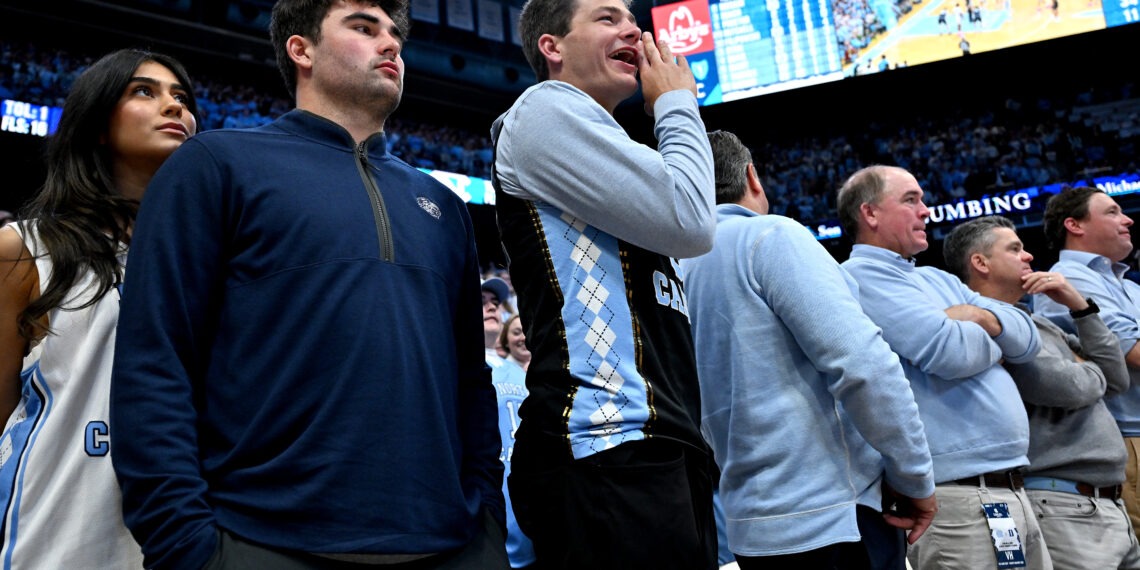 Drake Maye watching the game against the Duke Blue Devils at the Dean E. Smith Center.