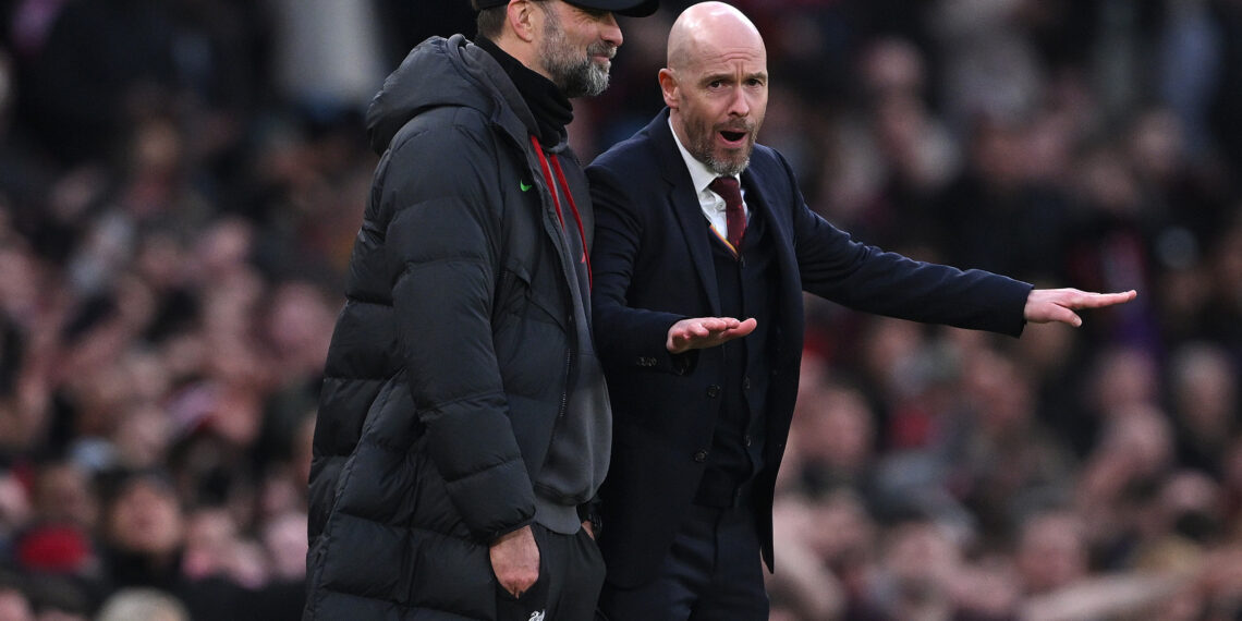 Jurgen Klopp, Manager of Liverpool and Erik ten Hag, Manager of Manchester United