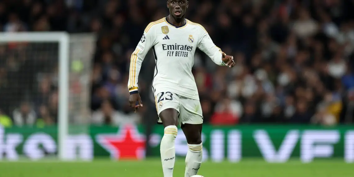 MADRID, SPAIN - NOVEMBER 29: Ferland Mendy of Real Madrid CF in action during the UEFA Champions League match between Real Madrid and SSC Napoli at Estadio Santiago Bernabeu on November 29, 2023 in Madrid, Spain. (Photo by Florencia Tan Jun/Getty Images)