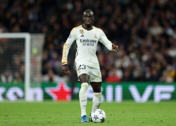 MADRID, SPAIN - NOVEMBER 29: Ferland Mendy of Real Madrid CF in action during the UEFA Champions League match between Real Madrid and SSC Napoli at Estadio Santiago Bernabeu on November 29, 2023 in Madrid, Spain. (Photo by Florencia Tan Jun/Getty Images)
