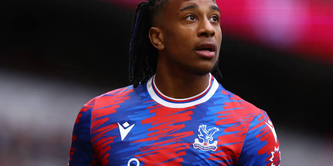LONDON, ENGLAND - MAY 06: Michael Olise of Crystal Palace looks on during the Premier League match between Tottenham Hotspur and Crystal Palace at Tottenham Hotspur Stadium on May 06, 2023 in London, England. (Photo by Clive Rose/Getty Images)