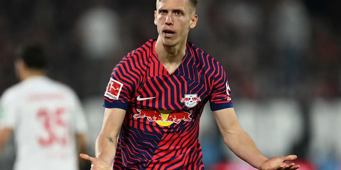 COLOGNE, GERMANY - MARCH 15: Dani Olmo of RB Leipzig reacts during the Bundesliga match between 1. FC Köln and RB Leipzig at RheinEnergieStadion on March 15, 2024 in Cologne, Germany. (Photo by Frederic Scheidemann/Getty Images)