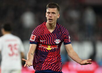 COLOGNE, GERMANY - MARCH 15: Dani Olmo of RB Leipzig reacts during the Bundesliga match between 1. FC Köln and RB Leipzig at RheinEnergieStadion on March 15, 2024 in Cologne, Germany. (Photo by Frederic Scheidemann/Getty Images)