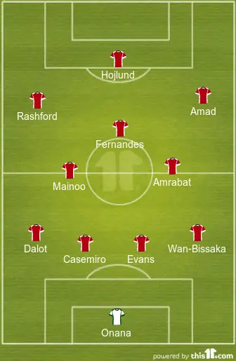 4-2-1-3 Manchester United Predicted Lineup Vs Brighton