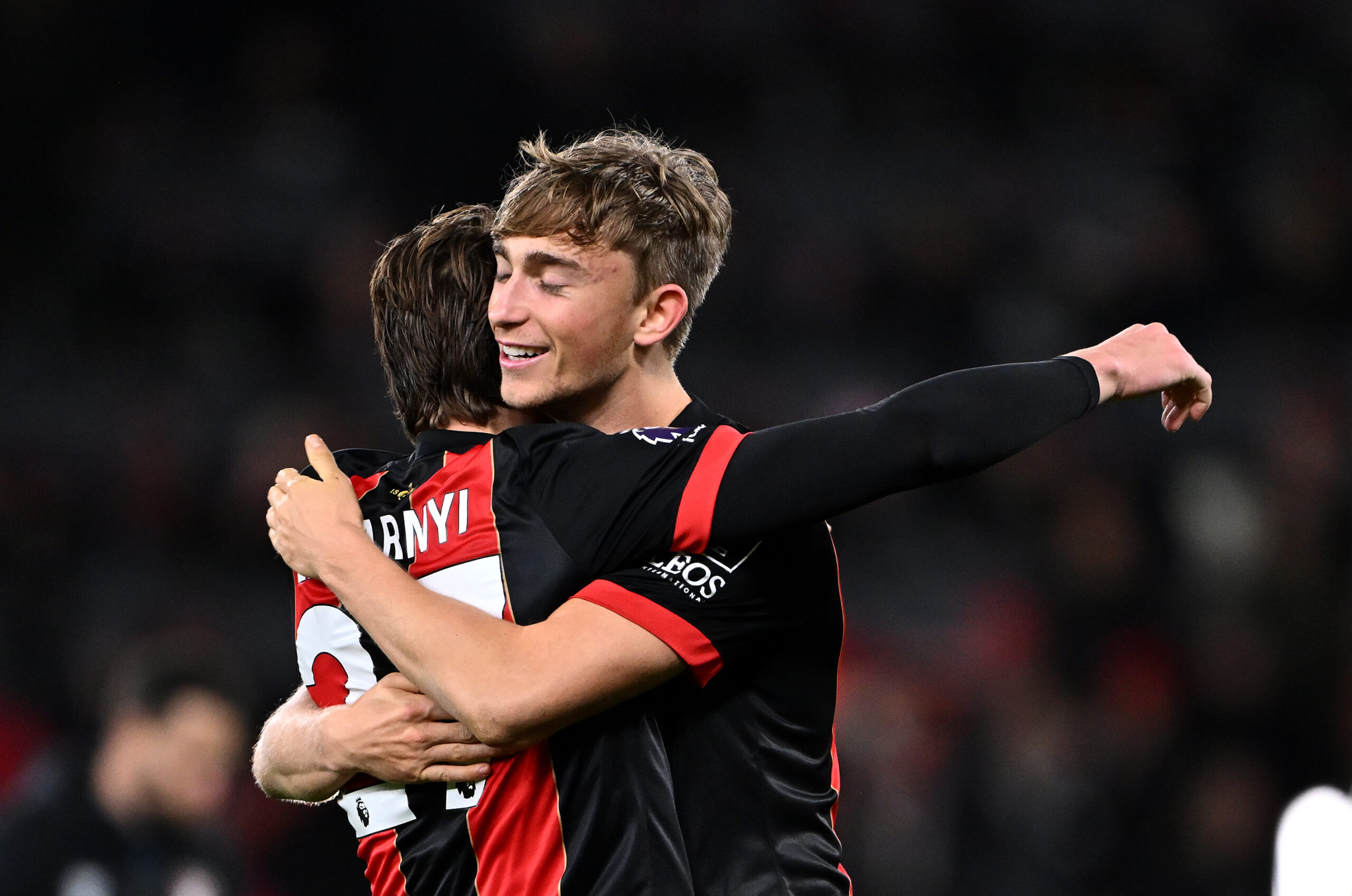 Chelsea target Dean Huijsen celebrates Bournemouth's win against Tottenham Hotspur